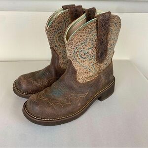 Ariat Rustic Brown and Tan Ankle Booties